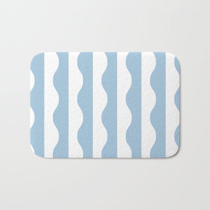 Classic Wavy Stripe Pattern 855 Light Blue Bath Mat Gallery Image 1