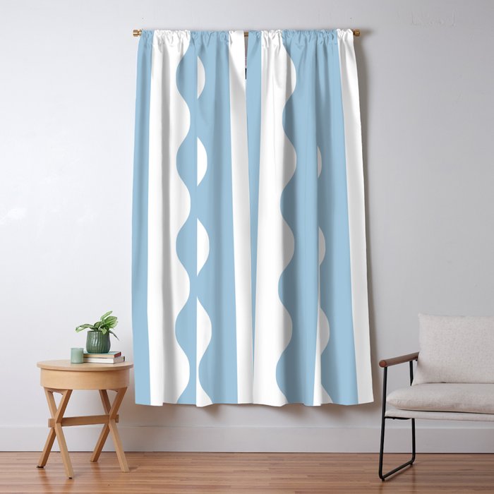 Classic Wavy Stripe Pattern 855 Light Blue Window Curtain Gallery Image 1