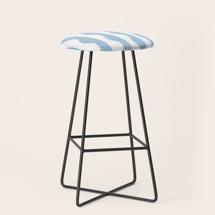 Classic Wavy Stripe Pattern 855 Light Blue Stool Gallery Image 1