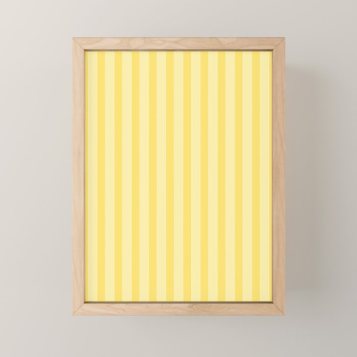 Contemporary Cottage Stripes Vertical Pattern in Yellow and White Mini Art Print Gallery Image 1