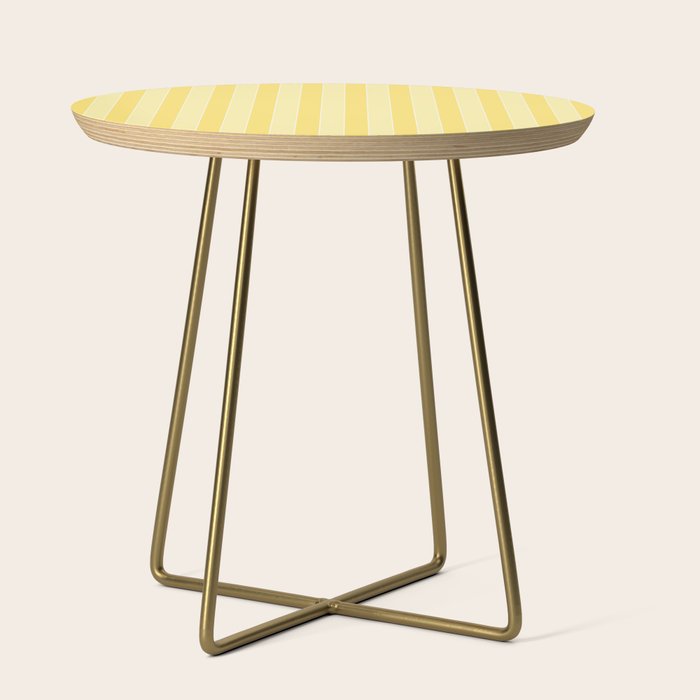 Contemporary Cottage Stripes Vertical Pattern in Yellow and White Side Table Gallery Image 1