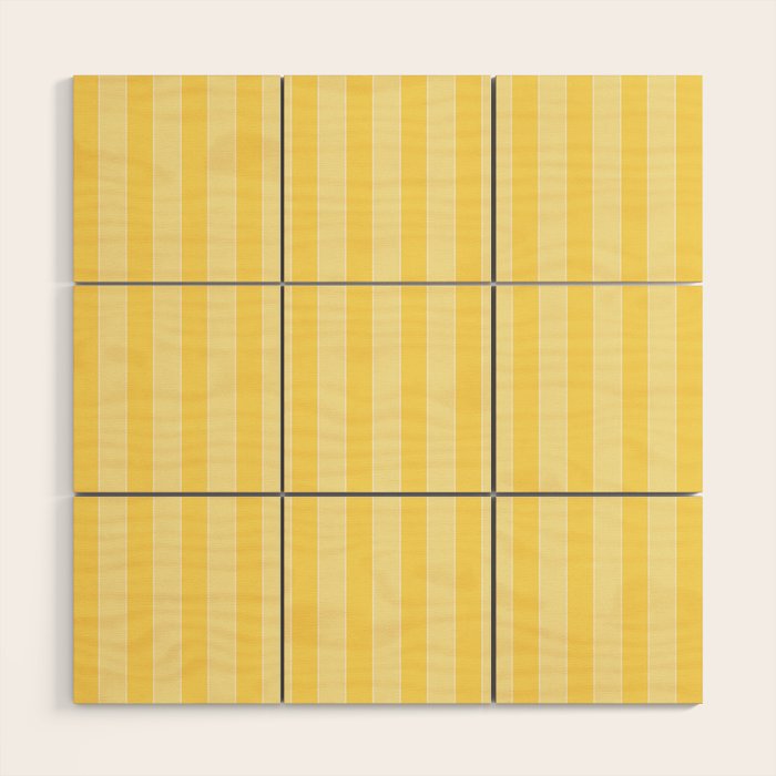 Contemporary Cottage Stripes Vertical Pattern in Yellow and White Wood Wall Art Gallery Image 1