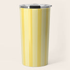 Contemporary Cottage Stripes Vertical Pattern in Yellow and White Travel Mug Gallery Image 1