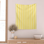 Contemporary Cottage Stripes Vertical Pattern in Yellow and White Wall Tapestry Gallery Image 2