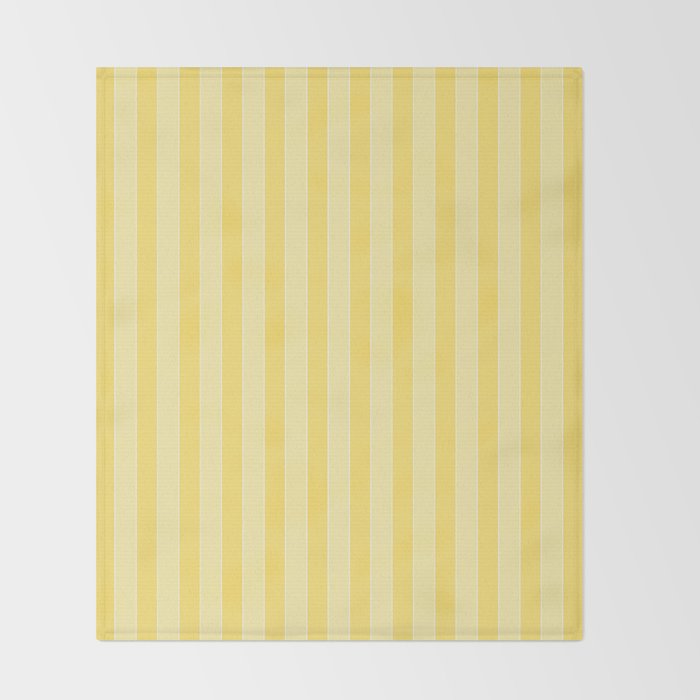 Contemporary Cottage Stripes Vertical Pattern in Yellow and White Throw Blanket Gallery Image 2