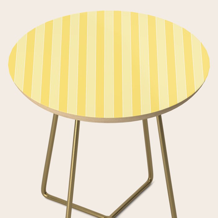 Contemporary Cottage Stripes Vertical Pattern in Yellow and White Side Table Gallery Image 2