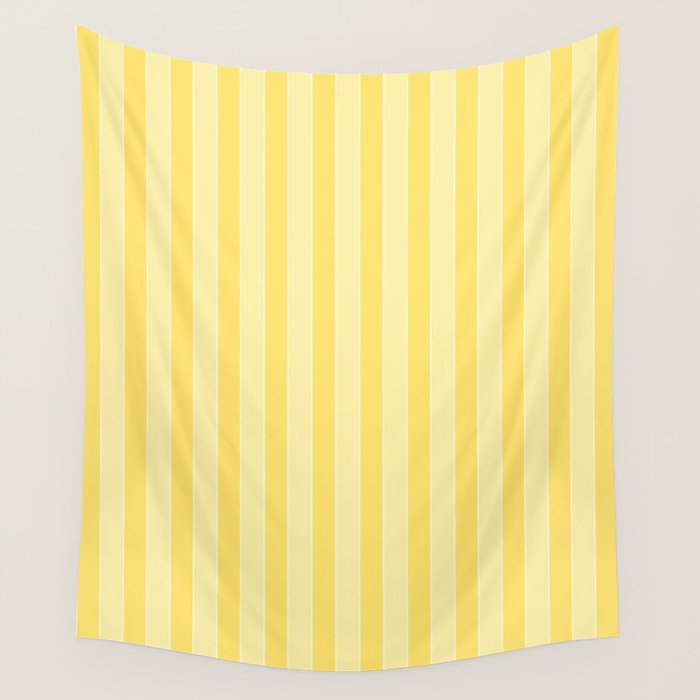 Contemporary Cottage Stripes Vertical Pattern in Yellow and White Wall Tapestry Gallery Image 1