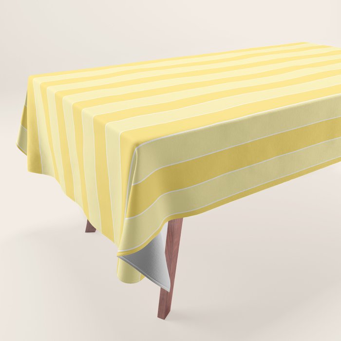Contemporary Cottage Stripes Vertical Pattern in Yellow and White Tablecloth Gallery Image 1