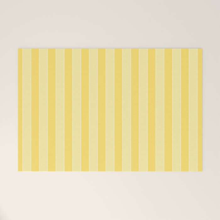 Contemporary Cottage Stripes Vertical Pattern in Yellow and White Welcome Mat Gallery Image 1