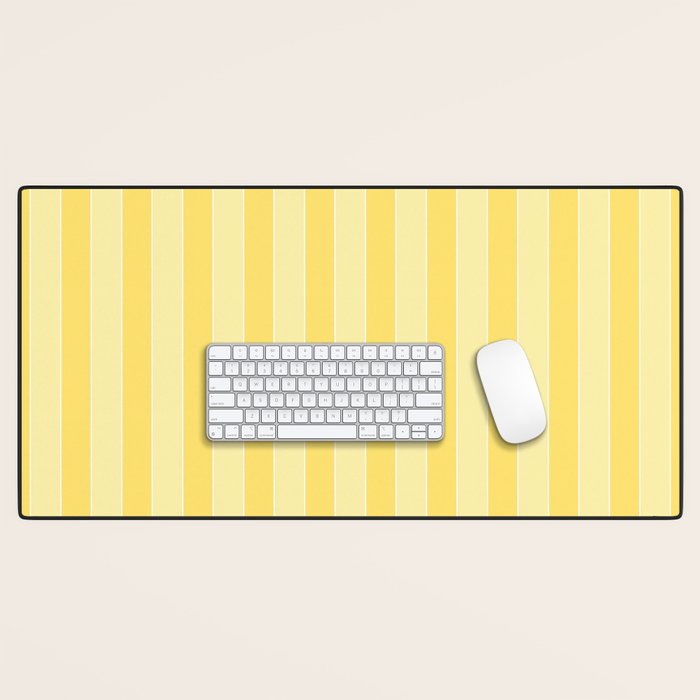Contemporary Cottage Stripes Vertical Pattern in Yellow and White Desk Mat Gallery Image 1