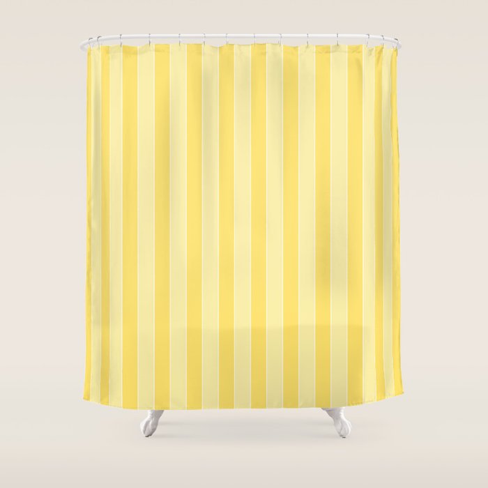 Contemporary Cottage Stripes Vertical Pattern in Yellow and White Shower Curtain Gallery Image 1