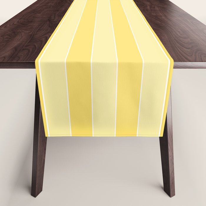 Contemporary Cottage Stripes Vertical Pattern in Yellow and White Table Runner Gallery Image 1
