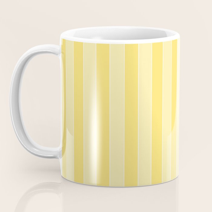 Contemporary Cottage Stripes Vertical Pattern in Yellow and White Coffee Mug Gallery Image 3