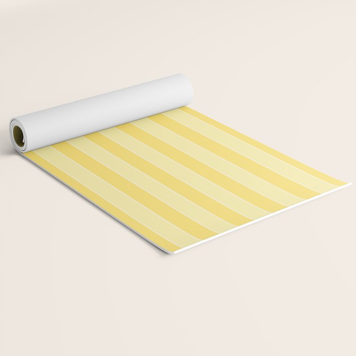 Contemporary Cottage Stripes Vertical Pattern in Yellow and White Yoga Mat Gallery Image 2