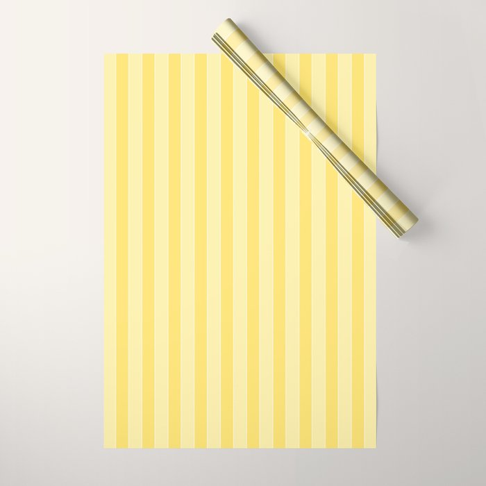 Contemporary Cottage Stripes Vertical Pattern in Yellow and White Wrapping Paper Gallery Image 1