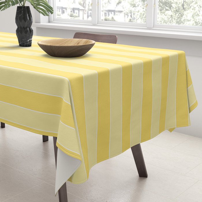 Contemporary Cottage Stripes Vertical Pattern in Yellow and White Tablecloth Gallery Image 3