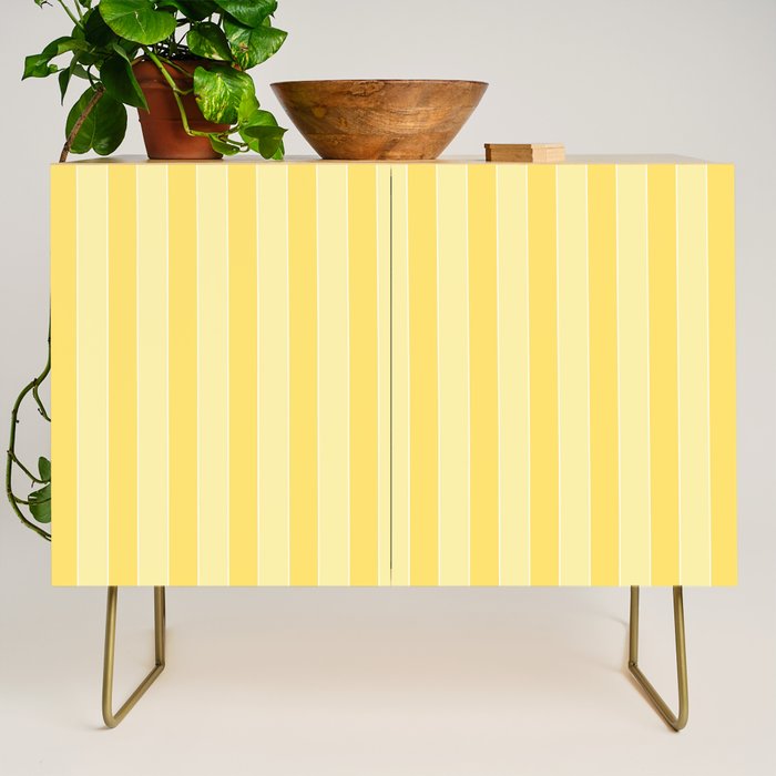 Contemporary Cottage Stripes Vertical Pattern in Yellow and White Credenza Gallery Image 1