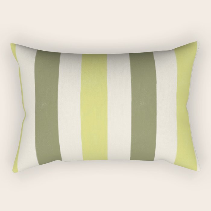 Textured Striped Pattern in Olive and Yellow Rectangular Pillow Gallery Image 1