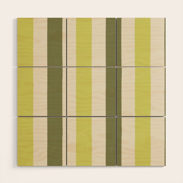 Textured Striped Pattern in Olive and Yellow Wood Wall Art Gallery Image 1