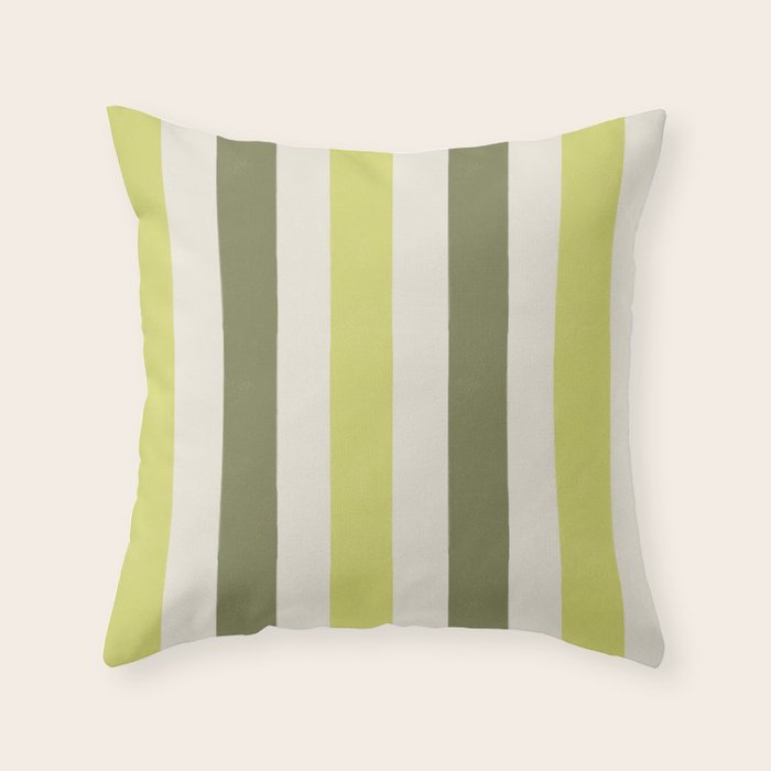 Textured Striped Pattern in Olive and Yellow Throw Pillow Gallery Image 1