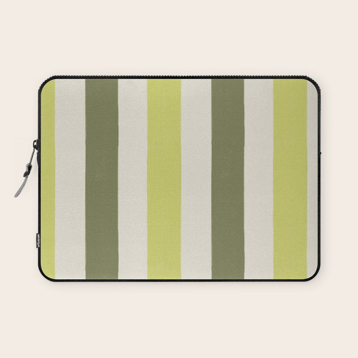 Textured Striped Pattern in Olive and Yellow Laptop Sleeve Gallery Image 1