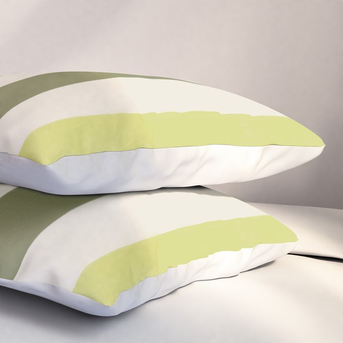 Textured Striped Pattern in Olive and Yellow Pillow Sham Gallery Image 3