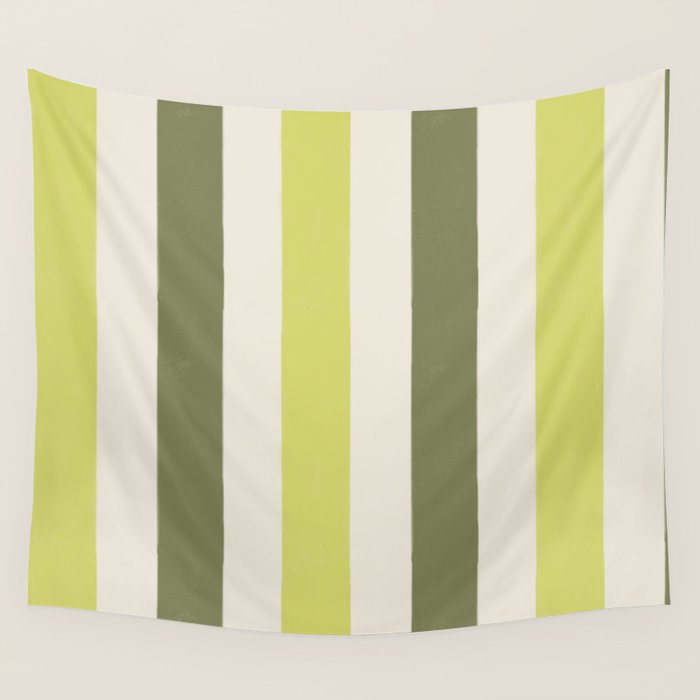 Textured Striped Pattern in Olive and Yellow Wall Tapestry Gallery Image 4