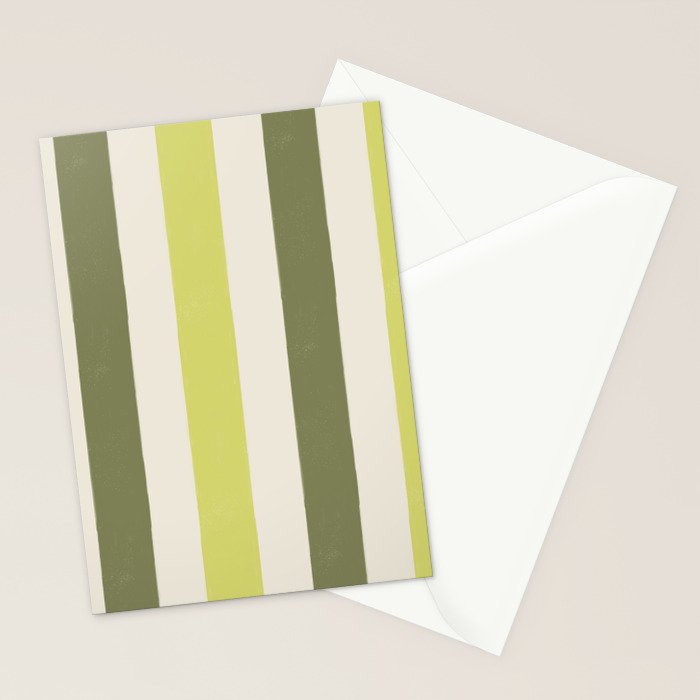 Textured Striped Pattern in Olive and Yellow Stationery Card Gallery Image 2