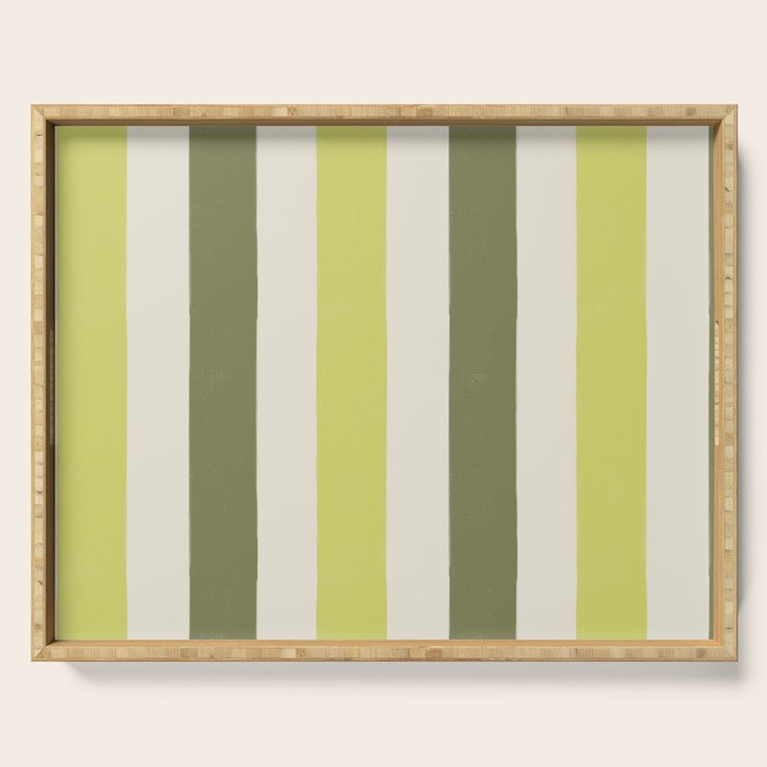Textured Striped Pattern in Olive and Yellow Serving Tray Gallery Image 1