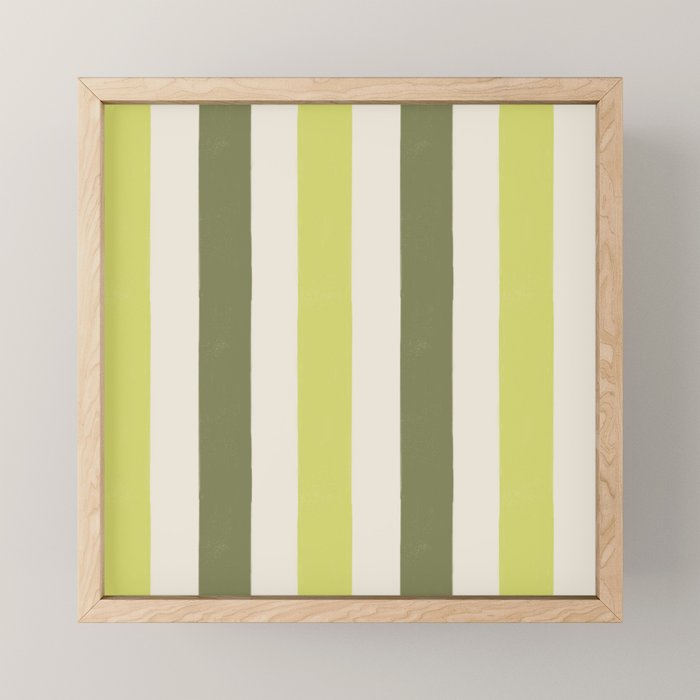 Textured Striped Pattern In Olive And Yellow Mini Art Print Gallery Image 1