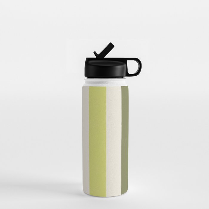 Textured Striped Pattern in Olive and Yellow Water Bottle Gallery Image 1