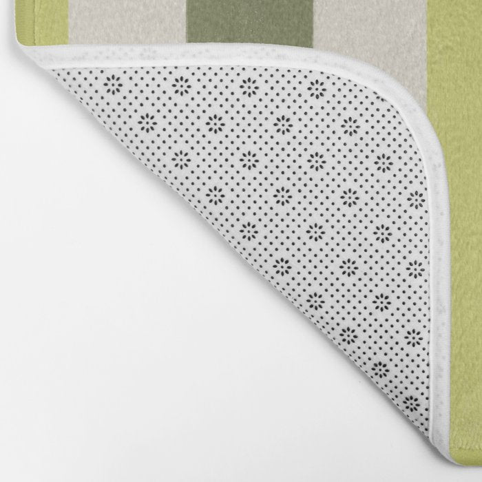 Textured Striped Pattern in Olive and Yellow Bath Mat Gallery Image 2