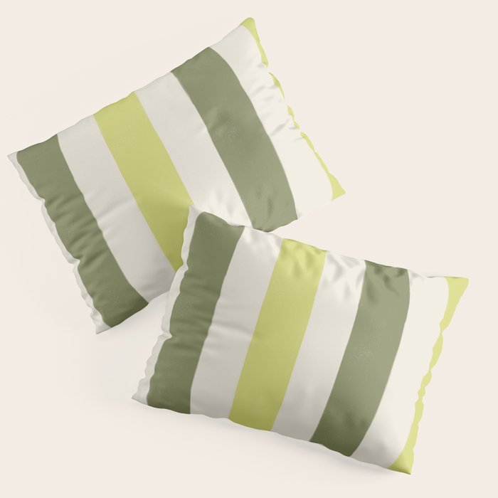 Textured Striped Pattern in Olive and Yellow Pillow Sham Gallery Image 3
