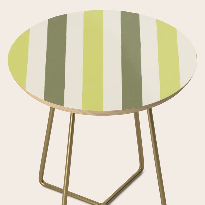 Textured Striped Pattern in Olive and Yellow Side Table Gallery Image 2