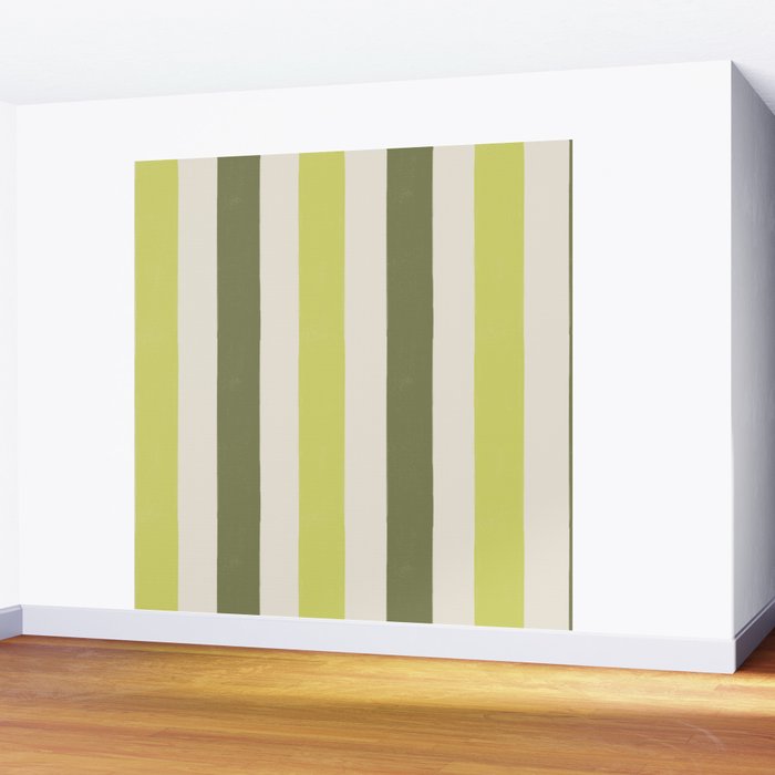 Textured Striped Pattern in Olive and Yellow Wall Mural Gallery Image 2