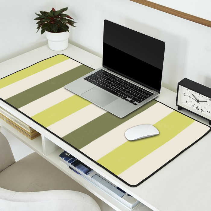 Textured Striped Pattern in Olive and Yellow Desk Mat Gallery Image 2