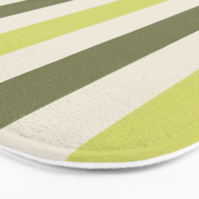 Textured Striped Pattern in Olive and Yellow Bath Mat Gallery Image 3