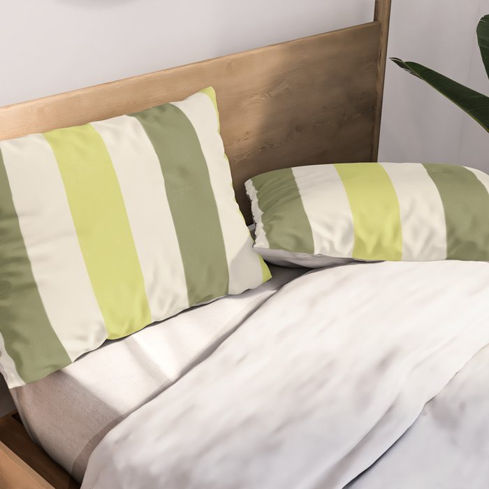 Textured Striped Pattern in Olive and Yellow Pillow Sham Gallery Image 2