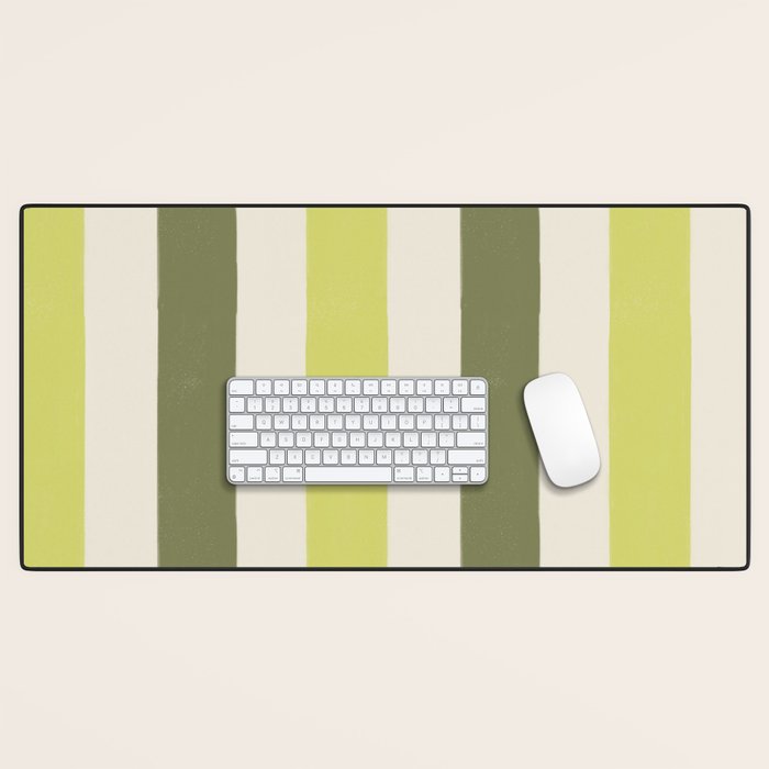 Textured Striped Pattern in Olive and Yellow Desk Mat Gallery Image 1