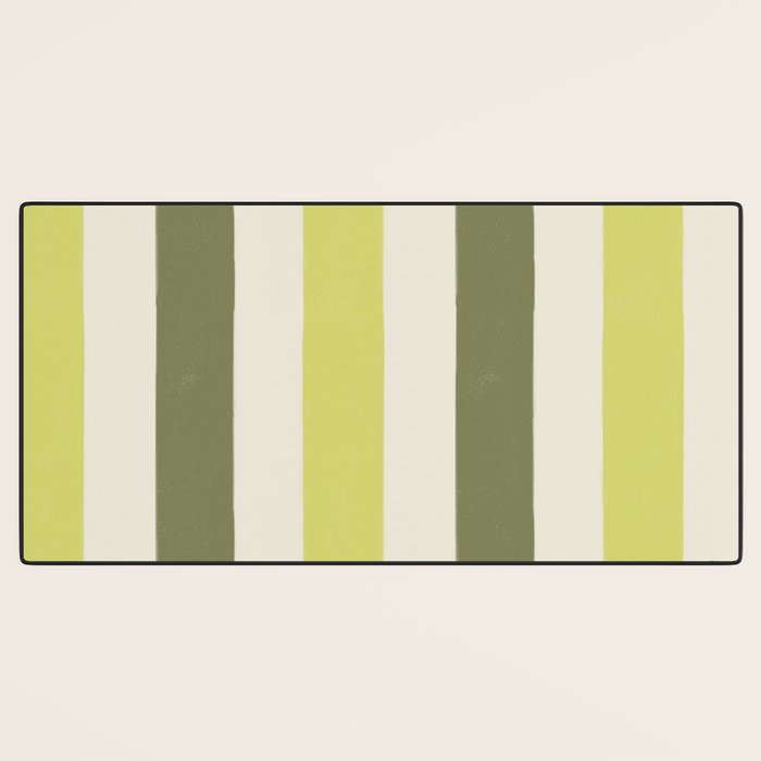 Textured Striped Pattern in Olive and Yellow Desk Mat Gallery Image 3