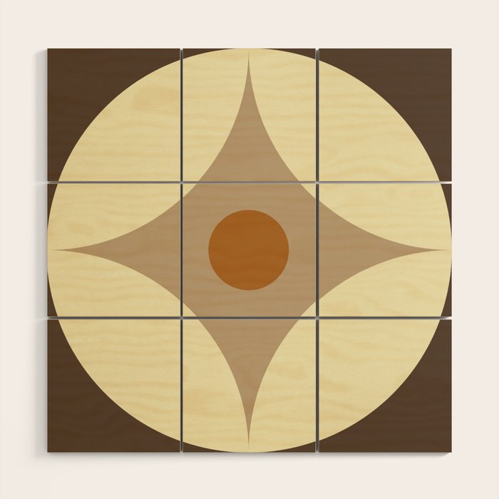 Retro Geometric Circle Pattern Wood Wall Art Gallery Image 1