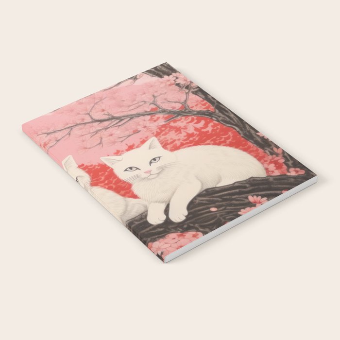 Springtime Japanese Cherry Blossom Twin Cats  Notebook Gallery Image 2
