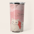 Springtime Japanese Cherry Blossom Twin Cats  Travel Mug Gallery Image 1