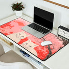 Springtime Japanese Cherry Blossom Twin Cats  Desk Mat Gallery Image 2