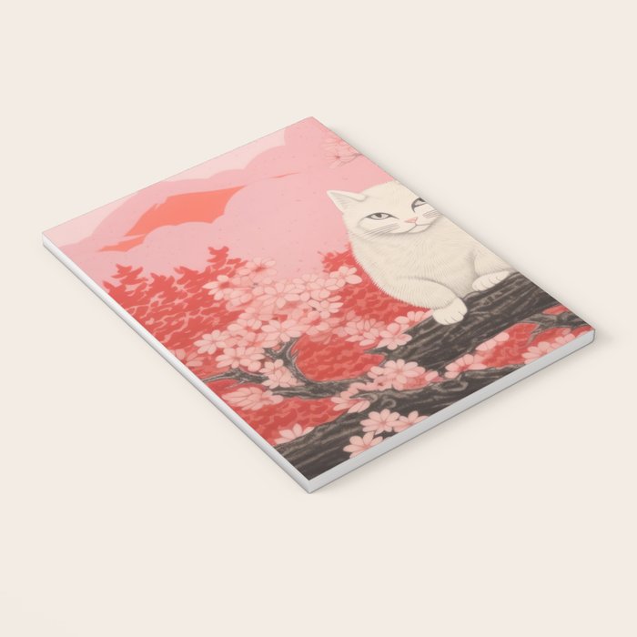 Springtime Japanese Cherry Blossom Twin Cats  Notebook Gallery Image 3