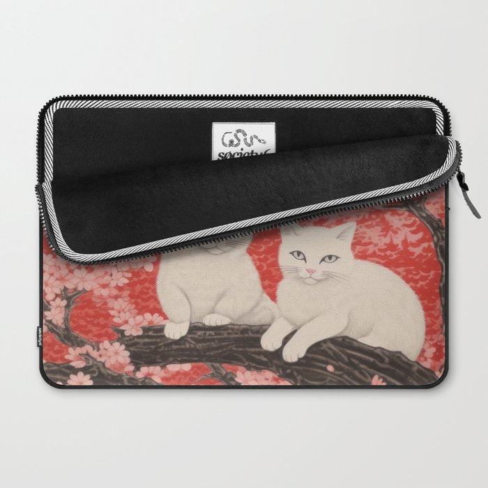 Springtime Japanese Cherry Blossom Twin Cats  Laptop Sleeve Gallery Image 2