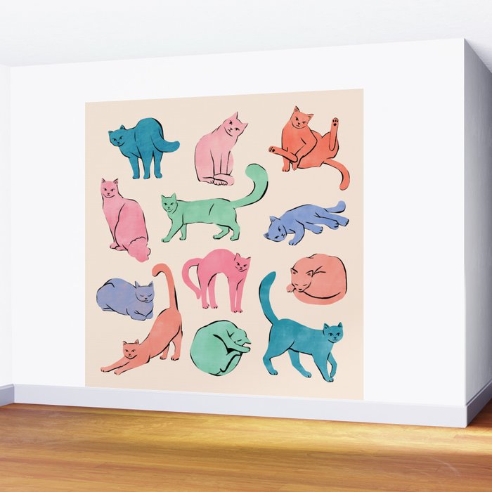 Pastel Cats Wall Mural Gallery Image 2