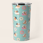Gils on inflatable in swimming pool floats. Travel Mug Gallery Image 1