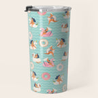 Gils on inflatable in swimming pool floats. Travel Mug Gallery Image 3