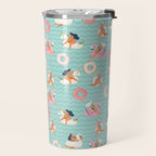 Gils on inflatable in swimming pool floats. Travel Mug Gallery Image 2
